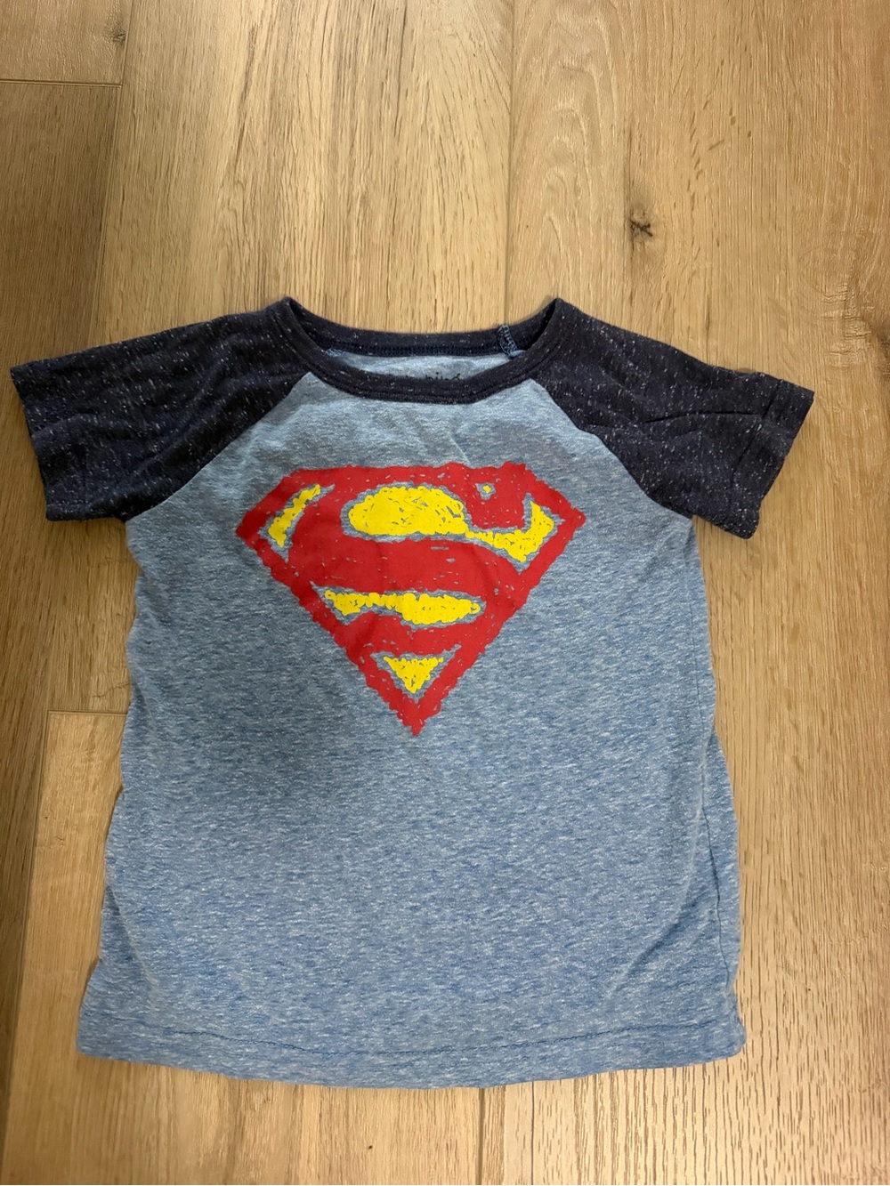Superman Blue & Black Raglan Kids Costume Tee 3T